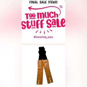 PRETTY LITTLE THING ~ Camel Colored Faux Pants with Front Slit Leg Bottoms